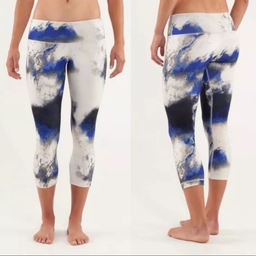 Lululemon Wunder Under Crop Leggings Pants Stretch Tie Dye Milky Way Multi High